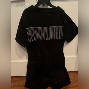 BUDDY LOVE BLACK DENIM ROMPER W/ SEQUIN FRINGE SIZE L